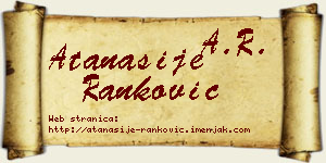Atanasije Ranković vizit kartica